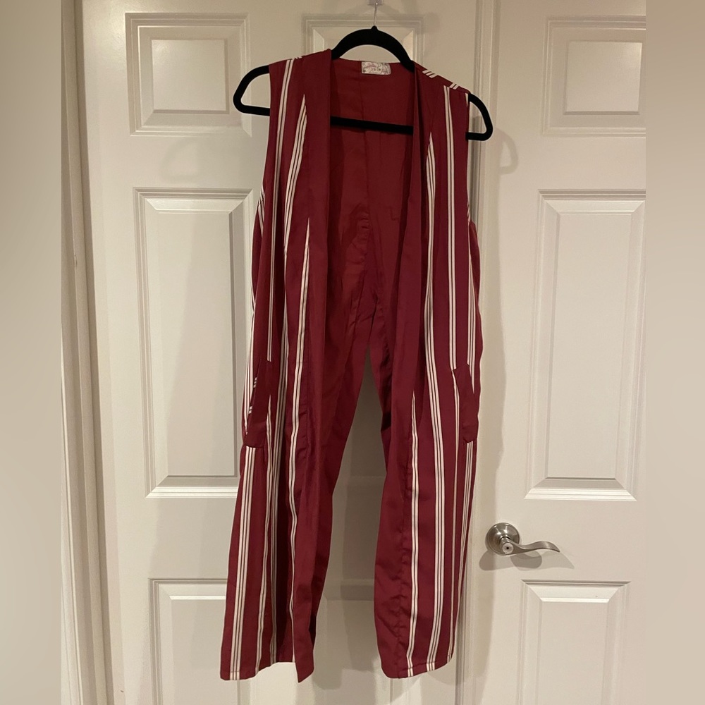 Long open vest for layering